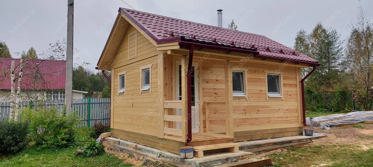 Баня из бруса 6х4 с крыльцом по проекту Б-22 — фото 1 Баня из бруса 6х4 с крыльцом по проекту Б-22 — фото 1