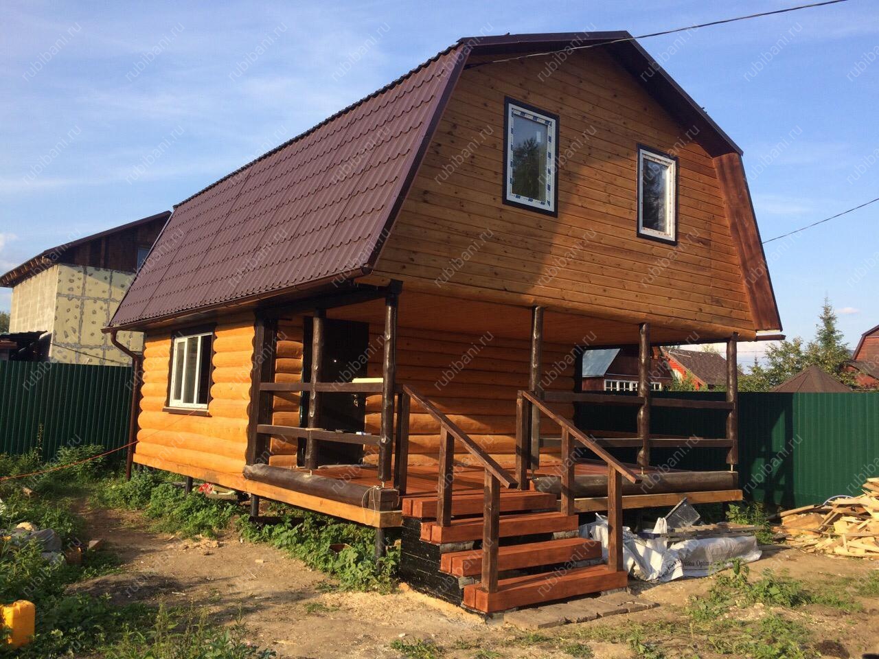 Баня из бревна 6 на 4 с мансардой — фото 3 Баня из бревна 6 на 4 с мансардой — фото 3