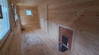 Баня из бруса 6×4 с крыльцом (Б-22), 24 м²