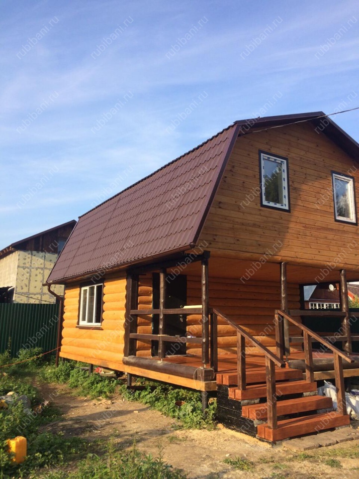 Баня из бревна 6 на 4 с мансардой — фото 2 Баня из бревна 6 на 4 с мансардой — фото 2