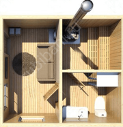 Баня 5×3 с террасой и мансардой, 25 м²