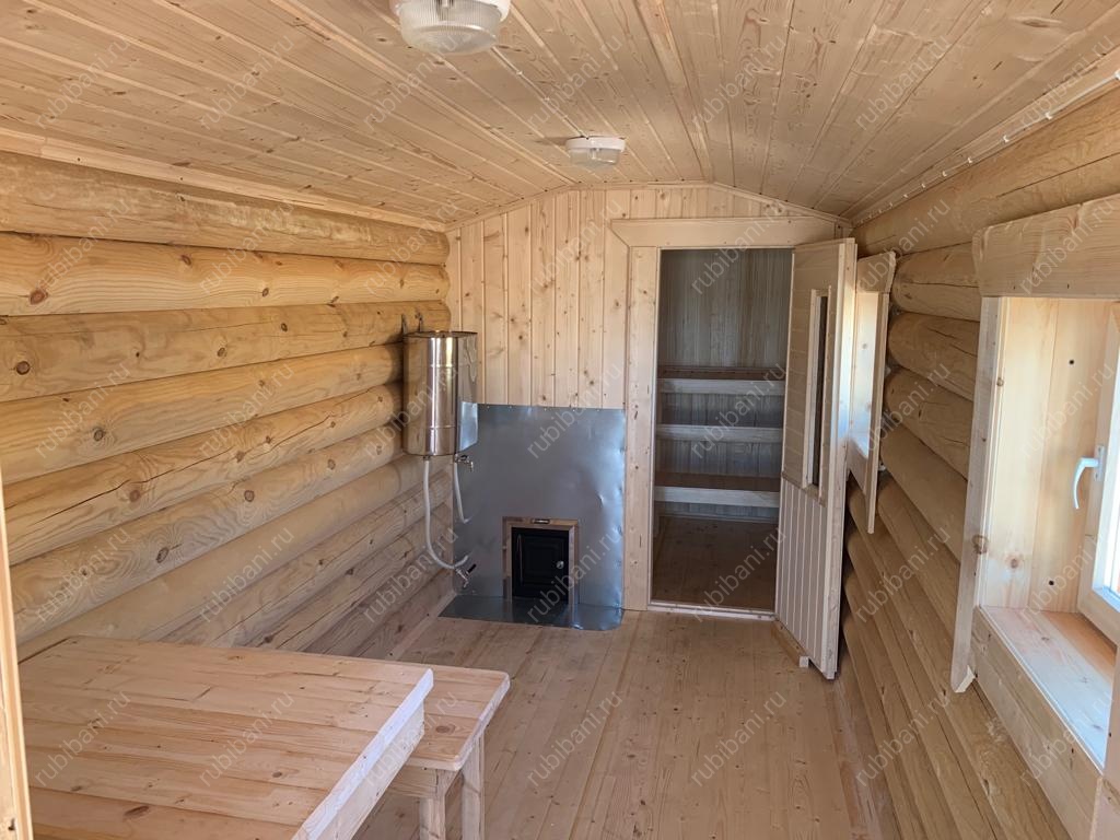 Баня из бревна 2 на 7 с крыльцом — фото 8 Баня из бревна 2 на 7 с крыльцом — фото 8